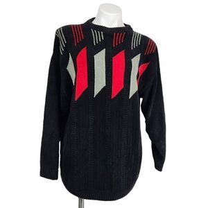 Vintage Bergati sweater size Large black red tan